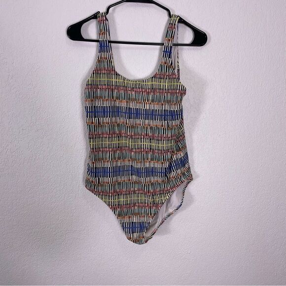 Athleta Colorful Striped Scoop Back One Piece Swimsuit - Picture 1 of 6